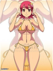 1girls bikini capcom fit_female hazel_eyes large_breasts layerth looking_at_viewer magenta_hair mayl_sakurai mega_man mega_man_battle_network mega_man_nt_warrior red_hair redhead rockman rockman_exe sakurai_meiru short_hair