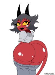 ass big_ass big_butt bottom_heavy breasts bubble_ass bubble_butt cellulite demon demon_girl demon_horns demon_tail fat_ass fat_butt female female_only hand_on_ass helluva_boss huge_ass huge_butt imp krowkwill large_ass large_butt lin_(helluva_boss) looking_at_viewer looking_back milf red_skin thick thick_ass thick_thighs voluptuous wide_hips