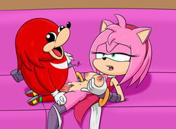 1boy 1boy1girl 1girls amy_rose breasts female hair knuckles_the_echidna meme nipples on_couch penis pink_hair red_hair sega sex sonic_(series) sonic_the_hedgehog_(series) takeshi1000 ugandan_knuckles vaginal_penetration vaginal_sex