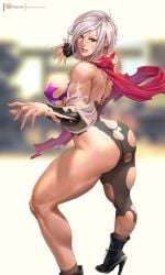 1girls ass athletic_female big_ass big_breasts erect_nipples female female_only fit_female hattori_hanzo_uruka kasai_x3 lejeanx3 rear_view ripped_clothing short_hair thick_thighs yatagarasu_(game)