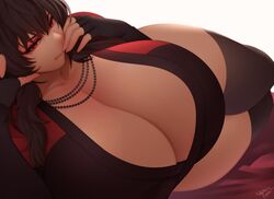 1girls breasts cleavage deep_cleavage female female_only gigantic_breasts huge_breasts looking_at_viewer massive_breasts nachocobana raven_branwen rwby solo solo_female