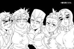 angry battle_tendency caesar_zeppeli diamond_is_unbreakable female_focus group guido_mista jean_pierre_polnareff jojo's_bizarre_adventure looking_at_viewer multiple_girls okuyasu_nijimura phantom_blood robert_edward_o_speedwagon rule_63 stardust_crusaders tagme vento_aureo