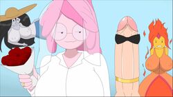 adventure_time animated big_breasts blush breasts doctor doctor_on_patient finn_the_human flame_princess huge_breasts huge_cock implied_marriage jealous jealous_female marceline married_to_penis no_sound princess_bubblegum tvcomrade123 video