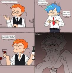 blue_hair boyfriend_(friday_night_funkin) friday_night_funkin gay mob_face orange_hair pico's_school pico_(newgrounds) yaoi