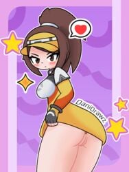 alternate_version_available annoyed anus ass big_ass big_butt brown_eyes brown_hair character_request danidrawz no_panties no_pants partially_clothed partially_nude pokemon pokemon_trainer pokemon_unite ponytail vagina white_skin