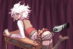 2boys ass bent_over bent_over_desk bound bound_wrists clothed clothing curtains danganronpa danganronpa_3 desk disembodied_hand feet feet_up gay looking_back male male/male male_focus male_only nagito_komaeda pale_skin restrained school_desk school_uniform schoolboy solo solo_focus straight_hair thighhighs tied tied_hands tied_up underwear underwear_down white_hair yaoi yndr4hope