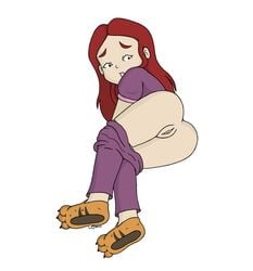 clothing code_lyoko exposed_pussy ocpemasp pajamas pajamas_pull red_hair slippers tania_grandjean white_background