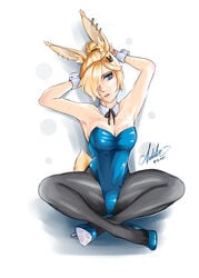 blonde_hair bunny_ears medium_breasts necklace proton_jon rosajon