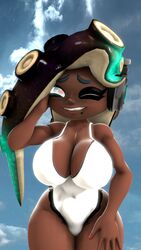 breasts female female_only ironhawk marina_(splatoon) octoling splatoon staring tentacle tentacle_hair