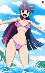 1girls bikini cleavage female female_only friendship_is_magic hourglass_figure human human_only humanized long_hair magenta_hair medium_breasts multicolored_hair my_little_pony open_mouth purple_eyes purple_hair ryured solo twilight_sparkle_(mlp)