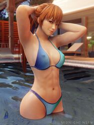 1girls 3d breasts busty cleavage dead_or_alive female female_only hourglass_figure kasumi_(doa) large_breasts looking_at_viewer medium_breasts midnightsfm navel nipple_bulge nipples_visible_through_clothing pokies ponytail red_hair smile solo tagme tecmo wide_hips