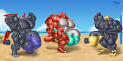 abs anthro_only beach biceps bodybuilder bulge dick_slip digimon exposed_bulge furry furry_only guilmon hyper hyper_balls hyper_bulge hyper_genitalia hyper_muscles hyper_penis hyper_testicles male male_focus male_only muscle muscles muscular muscular_anthro muscular_arms muscular_ass muscular_back muscular_legs muscular_male muscular_thighs nipples pecs regnar veins veiny_penis