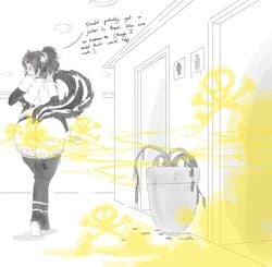 1girls big_ass big_butt blush fart fart_cloud fart_everywhere fart_fetish farting huge_ass lazei lingering_stench looking_back magical_girl_riru rukoruko skull_symbol skunk skunk_girl skunk_tail smile stench text thick_thighs uncolored wilting_plants