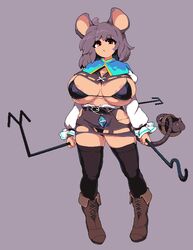 1girls areola_slip big_areola big_breast big_breasts bikini boots bra female female_focus female_only ineffective_clothing mouse mouse_ears mouse_girl mouse_tail nazrin nipples_visible_through_clothing pixel_art rat_girl red_eyes silver_hair takorin thick_thighs torn_clothes touhou voluptuous wide_hips