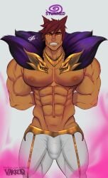 big_muscles bulge bulge_through_clothing comic himbo huge_pecs hypnosis league_of_legends male_only muscular_male pecs sett solo solo_male stunned vakkoq vastaya