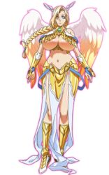 1girls angel angel_girl angel_wings armor bakunyuu belly_button blonde_hair body_armor braid braided_hair breasts character_name child_bearing_hips curvy different_eye_color female full_body head_wings heterochromia highres hourglass_figure huge_breasts long_braid long_hair mature_female nanatsu_no_bitoku official_art plump sariel_(nanatsu_no_bitoku) sariel_(the_seven_heavenly_virtues) scale_armor slender_waist the_seven_heavenly_virtues underboob voluptuous voluptuous_female wings