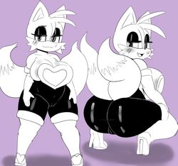 2021 2_tails anthro ass big_breasts big_butt breasts broly_culo canid canine cleavage clothed clothing cosplay crouching darky03 elbow_gloves female fox gloves hi_res latex mammal meme mtf_crossgender multi_tail rouge_the_bat rouge_the_bat_(cosplay) rule_63 sega sonic_(series) tails tailsko tight_clothing