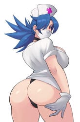 1girls ass butt female hidrapink large_ass ninja nurse panties skullgirls solo solo_focus thong valentine_(skullgirls)