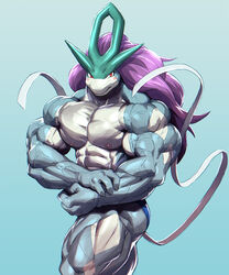 anthro bara flexing kuroma male male_only muscles muscular muscular_male pokemon pokemon_(species) pokemon_gsc solo solo_male spread_legs suicune veins veiny_arms veiny_muscles