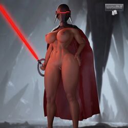 1girls 3d big_breasts boobs breasts cape female female_focus female_only helmet human inquisitor inquisitor_(star_wars) jedi:_fallen_order lightsaber nude nude_female pussy red_cape red_lightsaber second_sister solo solo_female star_wars tagme trilla_suduri vagina woman wotm8h8