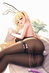 anal animal_ears ass azur_lane bunny_ears bunny_girl cameltoe garter laoan no_bra north_carolina_(azur_lane) pantyhose pussy_juice tail vibrator