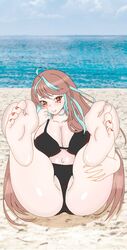 1girls beach bikini blue_hair emikukis feet foot_fetish indie_virtual_youtuber latam_virtual_youtuber owozu pink_hair red_eyes red_nails soles spider toes virtual_youtuber wilharcore youtube youtube_hispanic