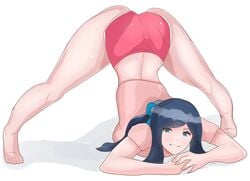 1girls ass ass_up djames face_down_ass_up female fire_emblem gym_shorts jack-o_pose jamesfe looking_at_viewer nintendo oribe_tsubasa shorts smile solo spread_legs stretching tokyo_mirage_sessions_#fe