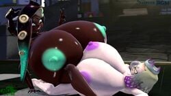 2girls 3d animated big_breasts bouncing_breasts breasts dark-skinned_female female female_only huge_breasts hyper hyper_breasts marina_(splatoon) mp4 nintendo nipples no_sound pearl_(splatoon) rgtdwtbr scissoring self_upload splatoon splatoon_2 tribadism video yuri