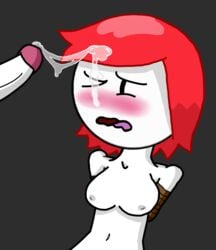 anon belly blush cum cum_in_face cum_in_hair cute dick ellie_rose female fleeing_the_complex grey_nipples henry_stickmin_(game) rape red_hair semen stabbable stickman tied_up white_skin