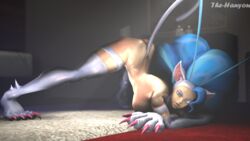 3d ass blue_hair capcom cat_ears catgirl claws darkstalkers feet felicia_(darkstalkers) jack-o_pose large_breasts legs neko pink_claws source_filmmaker tail the-hanyou