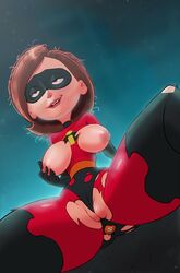 1girls alternate_version_available areolae between_legs bodysuit breasts breasts_out brown_eyes brown_hair buttplug datguyphil disney domino_mask elastigirl eyes_rolling_back female female_only helen_parr innie_pussy lipstick looking_pleasured messy_hair nipples pixar pleasure_face pussy self_fondle skin_tight smile smooth_skin solo spread_legs superheroine the_incredibles thick_thighs torn_bodysuit torn_clothes