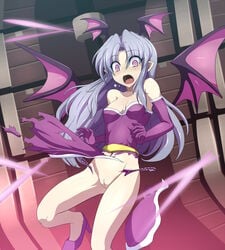 bottomless clam_curry clothing devil dress embarrassed_nude_female enf heels no_bra pussy star_ocean tagme torn_clothes uncensored wardrobe_malfunction wings