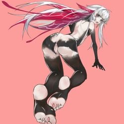 1girls anus ass blue_eyes breasts feet female foot_fetish humanoid_female_(punishing:_gray_raven) long_hair nude punishing:_gray_raven pussy red_hair robot_girl small_breasts soles solo toes white_hair