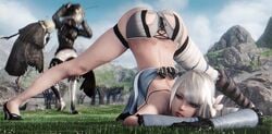 1girls 3d ass ass_up head_down_ass_up jack-o_pose kaine_(nier) meme nier nier_(character) nier_(series) nier_replicant ria-neearts spread_legs top-down_bottom-up white_hair