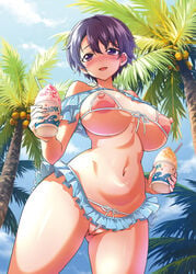 big_breasts himemiya_makoto mako-chan_kaihatsu_nikki mutyakai nipples pussy shaved_ice short_hair string_bikini swimsuits toranoana uncensored very_short_hair visible_nipples