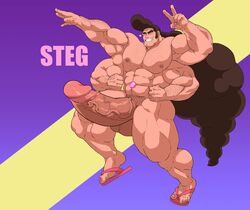 abs bara biceps boner erection hitenmaru hyper hyper_balls hyper_genitalia hyper_penis hyper_testicles male_only muscle muscles muscular muscular_arms muscular_legs muscular_male muscular_thighs nipples nude pecs solo solo_male steg_(steven_universe) steven_universe veins veiny_penis