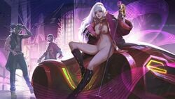 bottomless breasts heropans mobile_legends mobile_legends:_bang_bang nipples no_bra open_shirt pointy_ears pussy selena_(mobile_legends) uncensored wallpaper