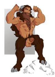 1boy animal_ears artist_name balls ballsack bara bartel beard big_balls body_fur bodybuilder boner braided_beard brown_eyes brown_fur brown_hair confident curly_hair erection facial_hair faun flexing flexing_arms foreskin foreskin_folds half-human heavy_balls hooves horns humanoid humanoid_penis hunk intact long_beard long_hair_male male male_nipples male_only male_pubic_hair masculine mature_male muscles muscular_male mustache nude nude_male original original_character penis phosbara retracted_foreskin satyr scrotum smooth_skinned_male solo testicles uncut veiny_penis