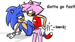 1boy 1girls 4_fingers amy_rose anthro blue_body blue_fur blue_hair bodily_fluids breasts cum cum_inside dialogue digital_media_(artwork) english_text erection eulipotyphlan eye_contact female female_penetrated genderswap_(ftm) genderswap_(mtf) gloves hedgehog jakee looking_at_another male male_penetrating male_penetrating_female meme naughty_face partially_clothed penetration penis pink_body pink_fur pink_hair pussy rule_63 shirt_only small_breasts socks sonic_(series) sonic_the_hedgehog sound_effects standing standing_sex straight text vaginal_penetration white_background