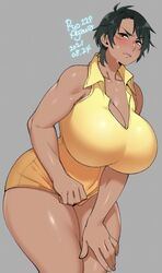 1girls breasts cleavage dark-skinned_female dark_skin female female_only huge_breasts ryo_agawa solo voluptuous