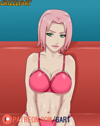 1girls alternate_version_available bob_cut bra breasts cleavage clothed clothed_female clothes clothing female female_focus female_only fully_clothed green_eyes grizzlyart hourglass_figure lipstick looking_at_viewer makeup medium_breasts medium_hair naruto naruto_(series) naruto_shippuden pale-skinned_female pale_skin panties perky_breasts pink_bra pink_hair pink_lips pink_lipstick pink_panties pink_underwear revealing_clothes sakura_haruno shoulder_length_hair shounen_jump sitting solo solo_female solo_focus underwear wide_hips