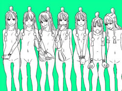 1girls expression_sheet female female_only gyakuten_saiban maya_fey monochrome no_nipples pubic_hair simple_background solo