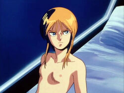 1girls 80s blue_eyes breasts female gundam gundam_zz human light-skinned_female light_skin nipples nude orange_hair ple_two screencap short_hair tagme