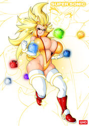 arm_length_gloves big_breasts boots chaos_emerald cleavage clothed_female clothing gloves golden_hair hedgehog highleg_leotard hourglass_figure huge_breasts humanized leotard long_hair rule_63 smile sonic_(series) sonic_the_hedgehog sonique_the_hedgehog spiky_hair super_sonic thick_thighs thighhighs tight_clothing tight_fit wide_hips witchking00