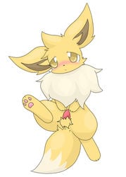 3_toes black_nose blush color eevee front_view fur furry_ears furry_tail looking_at_viewer male male_only nenenero nintendo open_eyes paws pointy_ears pokemon simple_background solo tail tear uncensored white_background