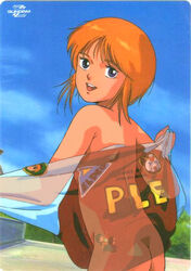 1girls 80s artist_request ass blue_eyes breasts edit elpeo_ple female gundam gundam_zz human light-skinned_female light_skin nude nude_filter official_art orange_hair short_hair solo towel