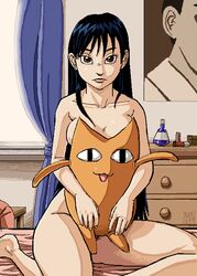 azumanga_daiou black_hair breasts chiyo-dad chiyo_chichi female human nude pointy_chin sakaki spidu