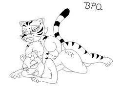 bpq00x crossover kung_fu_panda master_tigress sandy_cheeks spongebob_squarepants straight_hair