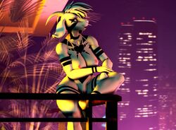 3d_(artwork) anthro asriel_dreemurr asriel_dreemurr_(god_form) big_breasts bovid breasts caprine city city_background clitoris commodor-richter digital_media_(artwork) female female_asriel genitals goat horn mammal plant pussy rule_63 solo undertale video_games