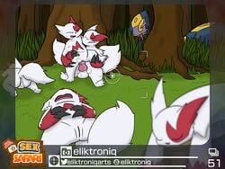 4:3 absurd_res anthro eliktroniq female forest group hi_res male male/female new_pokemon_snap nintendo outside plant pokémon_(species) pokemon pokemon_(species) seviper sex sleeping tree video_games voyeur zangoose